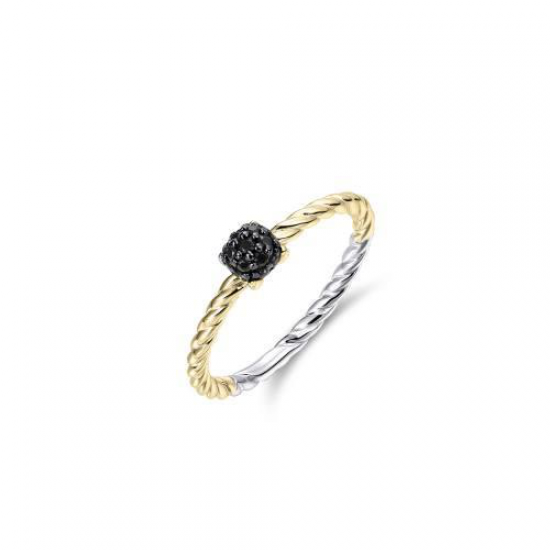 Zilveren vergulde ring met zwarte zirconia - 2008794