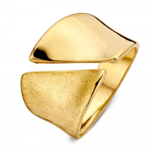 Gouden ring open gescratcht en poli - 2008807