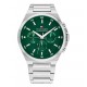 Tommy Hilfiger heren horloge Dexter, stalen kast en band en groene wijzerplaat - 2008850