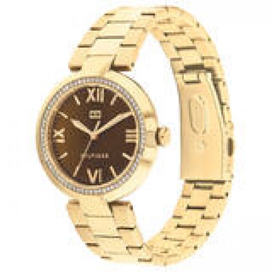 Tommy Hilfiger dames double horloge Alice bruine wijzerplaat met zirconia&#39;s in de lunette - 2008856