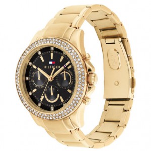 Tommy Hilfiger dames double horloge haven zwarte  wijzerplaat met zirconia's in de lunette - 2008858 Tommy Hilfiger dames double horloge haven zwarte  wijzerplaat met zirconia's in de lunette - 2008858