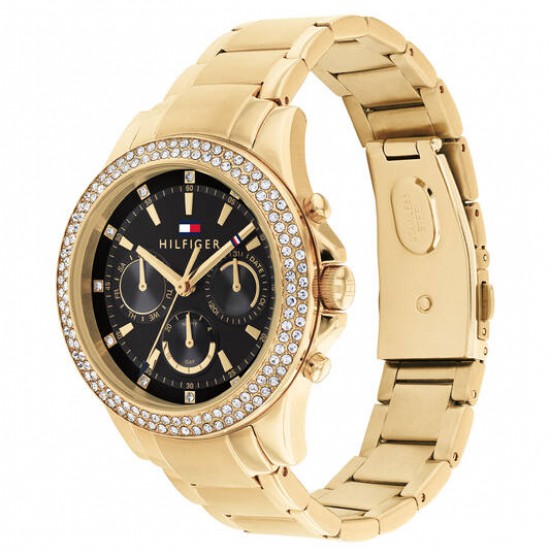 Tommy Hilfiger dames double horloge haven zwarte  wijzerplaat met zirconia&#39;s in de lunette - 2008858