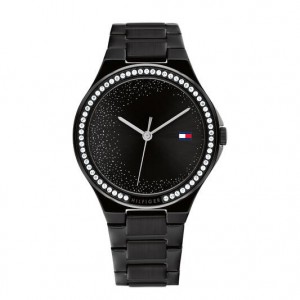 Tommy Hilfiger dames horloge zwarte coating en zirconia in de lunette - 2008864 Tommy Hilfiger dames horloge zwarte coating en zirconia in de lunette - 2008864