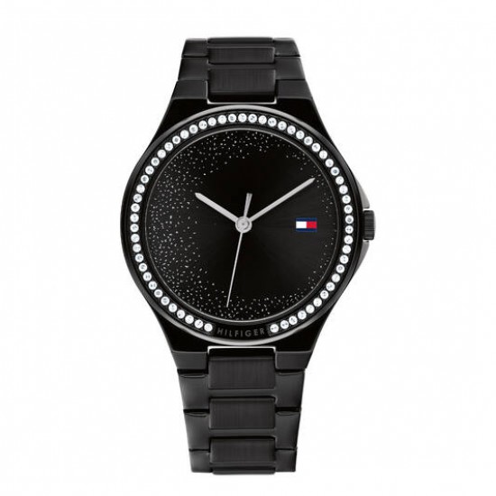 Tommy Hilfiger dames horloge zwarte coating en zirconia in de lunette - 2008864