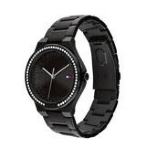 Tommy Hilfiger dames horloge zwarte coating en zirconia in de lunette - 2008864 Tommy Hilfiger dames horloge zwarte coating en zirconia in de lunette - 2008864