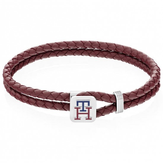 Tommy Hilfiger armband dubbel gevlochten roodbruin - 2008866