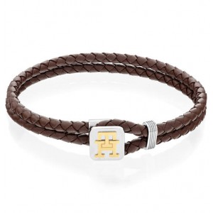 Tommy Hilfiger armband gevlochten dubbel bruin leer - 2008870 Tommy Hilfiger armband gevlochten dubbel bruin leer - 2008870
