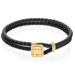 Tommy Hilfiger armband gevlochten dubbel blauw leer - 2008871 Tommy Hilfiger armband gevlochten dubbel blauw leer - 2008871