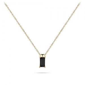 Zilver verguld collier met een hanger met een zwarte zirconia - 2008878