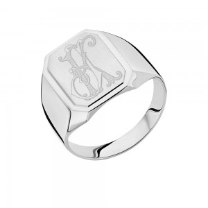 Zilveren heren ring met monogram - 2008894