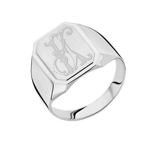 Zilveren heren ring met monogram - 2008894