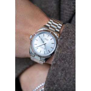 Zinzi zilveren horloge solaris zilveren wijzerplaat stalen band 36mm - 2008957