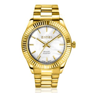 Zinzi zilveren horloge geel verguld  solaris parelmoer wijzerplaat stalen band 36mm - 2008958 Zinzi zilveren horloge geel verguld  solaris parelmoer wijzerplaat stalen band 36mm - 2008958