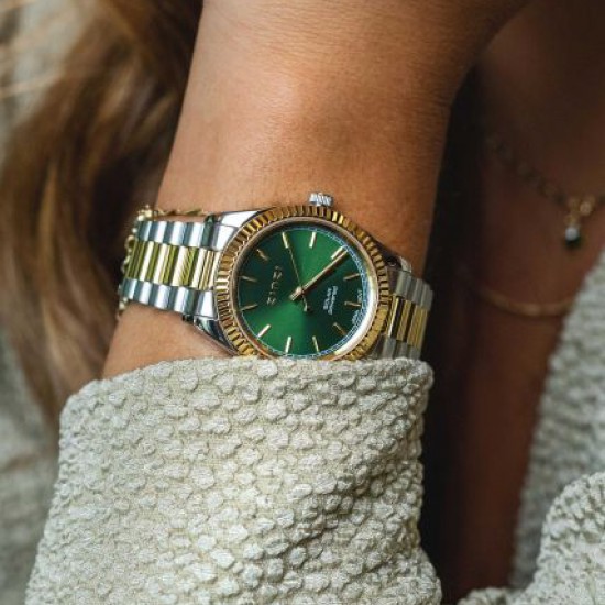 Zinzi horloge solaris groene wijzerplaat stalen band 36mm - 2008959