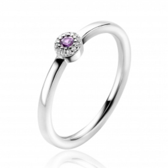 Zinzi zilveren ring entourage paars met witte zirconia - 2008975