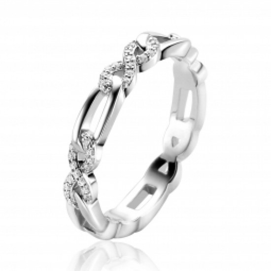 Zinzi zilveren ring infinity zirc. en ovale schakels - 2008984