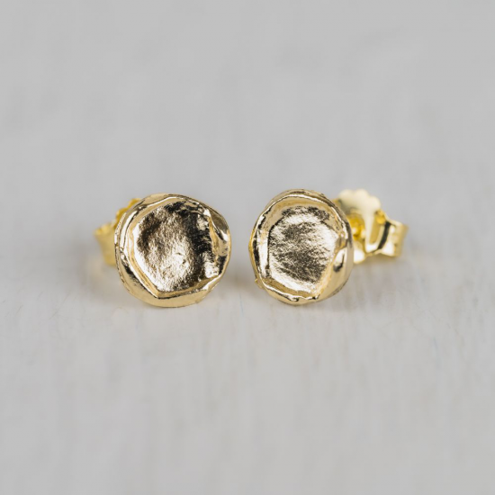 Jeh zilver verguld  oorknop bewerkt rondje - 2008999