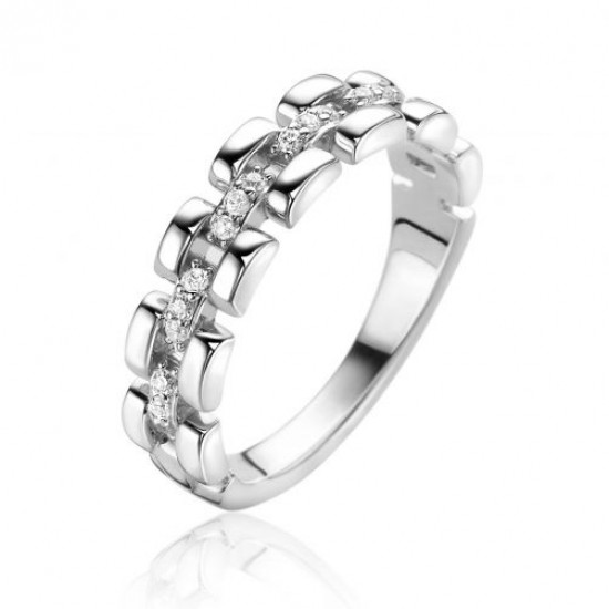 Zinzi zilveren ring rolex style met zirconia&#39;s - 2009062