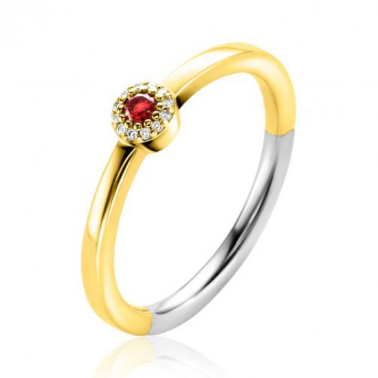 Zinzi zilveren ring entourage rood met witte zirconia - 2009064