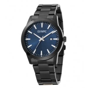 Olympic horloge met stalen band, blauwe plaat - 2009278