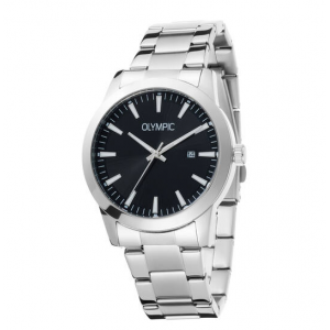 Olympic horloge met stalen band, zwarte plaat - 2009279 Olympic horloge met stalen band, zwarte plaat - 2009279