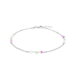 enkelbandje meerdere kleuren kristal bolletjes 24 + 2 cm - 2009283