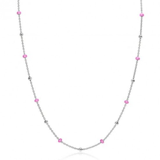 ZINZI collier met roze en zilveren balletjes - 2009332