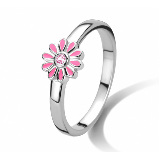 ring bloem roze zirkonia - 2008357