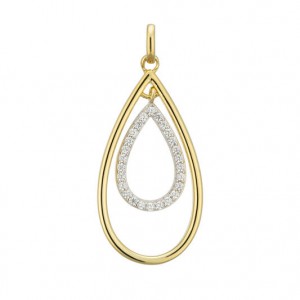 Hanger zilver verguld met zirconia druppel vorm - 2009402
