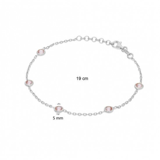 Zilveren armband met roze kleurige zirconia - 2009417