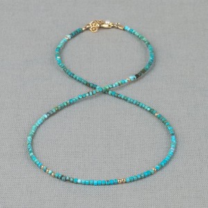 Jeh jewels;  collier turkoois en goldfilled balletjes en sluiting - 2009428 Jeh jewels;  collier turkoois en goldfilled balletjes en sluiting - 2009428