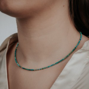 Jeh jewels;  collier turkoois en goldfilled balletjes en sluiting - 2009428 Jeh jewels;  collier turkoois en goldfilled balletjes en sluiting - 2009428