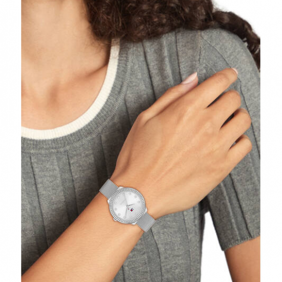 Tommy Hilfiger dames horloge Demi, 383mm zilverkleur met mesh band - 2009476