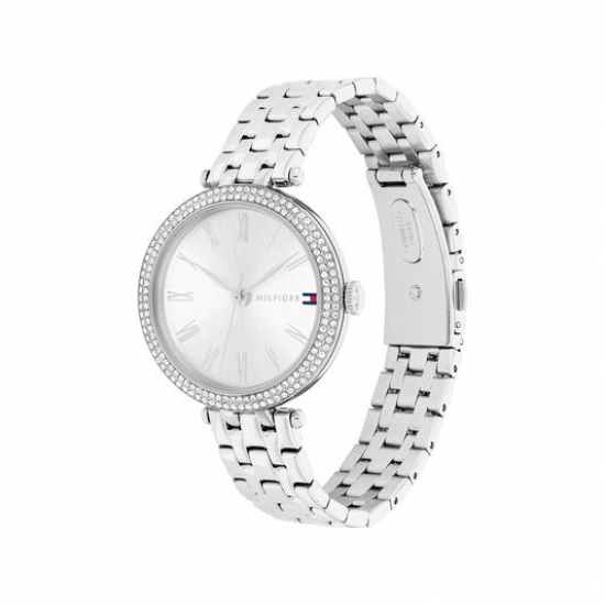 Tommy Hilfiger dames horloge Nathalie, 34 mm zilverkleur met zirconia in de lunette - 2009477