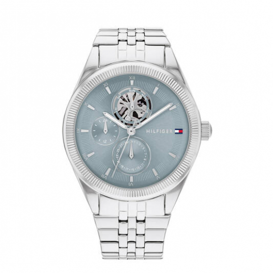 Tommy Hilfiger dames horloge Monica, 38 mm zilverkleur met ijsblauwe - 2009478