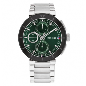 Tommy Hilfiger heren horloge  Lorenzo, 44mm 5bar groene chrono plaat en zwart lunette - 2009485