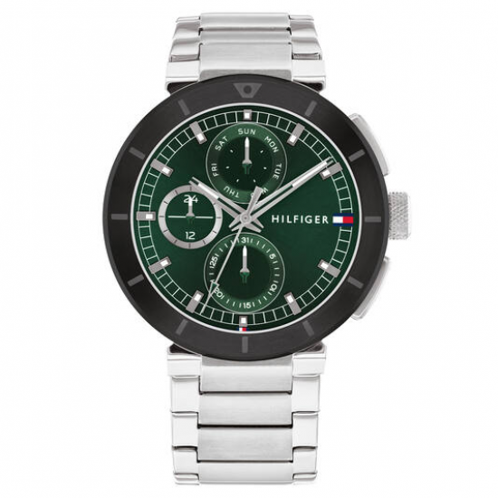 Tommy Hilfiger heren horloge  Lorenzo, 44mm 5bar groene chrono plaat en zwart lunette - 2009485