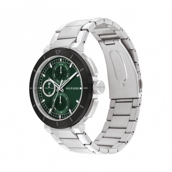 Tommy Hilfiger heren horloge  Lorenzo, 44mm 5bar groene chrono plaat en zwart lunette - 2009485