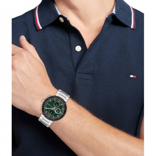 Tommy Hilfiger heren horloge  Lorenzo, 44mm 5bar groene chrono plaat en zwart lunette - 2009485