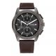 Tommy Hilfiger heren horloge Walker zwarte chrono plaat en bruin lederen band 5 bar - 2009491