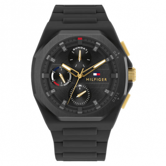 Tommy Hilfiger heren horloge Neo zwarte chrono plaat en zwarte siliconen band 5 bar - 2009492