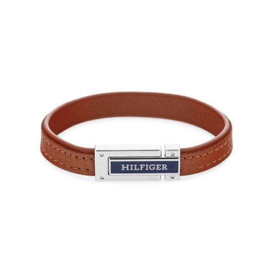 Tommy Hilfiger bruine  leren armband met stalen sluiting - 2009494