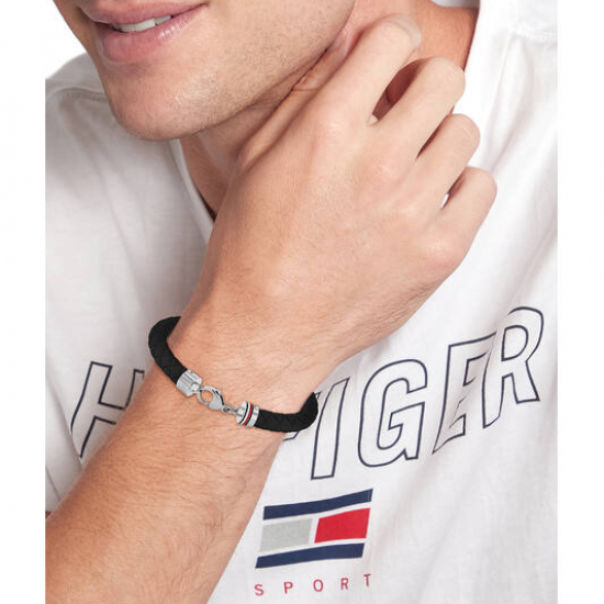 Tommy Hilfiger siliconen gevlochten band zwart - 2009500