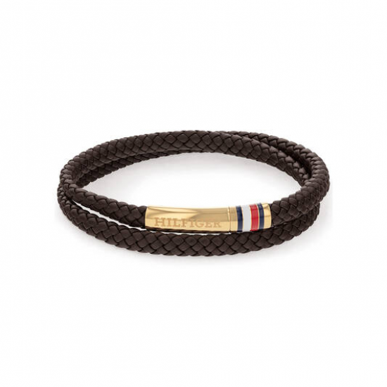 Tommy Hilfiger gevlochten leren dubbele  band bruin - 2009501