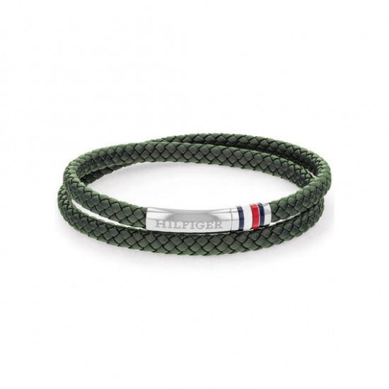 Tommy Hilfiger gevlochten leren dubbele  band groen - 2009504