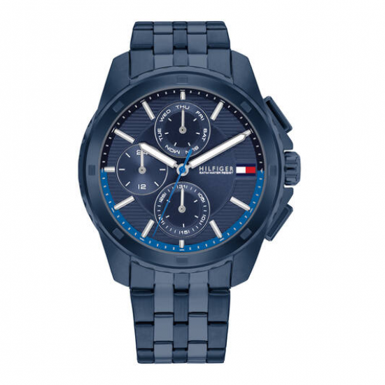 Tommy hilfiger heren horloge  Walker met blauwe plating, chrono plaat - 2009511