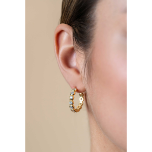 ZINZI Zlv.  halve vergulde oorring met zirconia's 21x4mm - 2009525