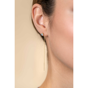 ZINZI Zlv. vergulde doorstrek oorknopjes met zirconia - 2009527