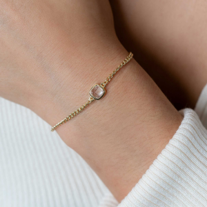 ZINZI armband geel verguld gourmet schakeltje met vierkante zirconia - 2009534