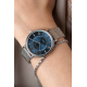 ZINZI Horloge 34mm zilverkleur met mesh band en blauwe romeinse plaat - 2009543